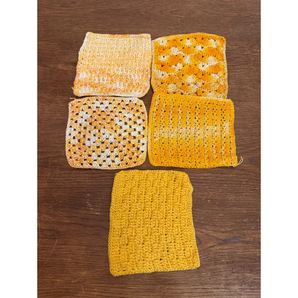 Handmade Crochet Cotton Washcloth Set of 5 | Reusable Dishcloths | Farmhouse Kit